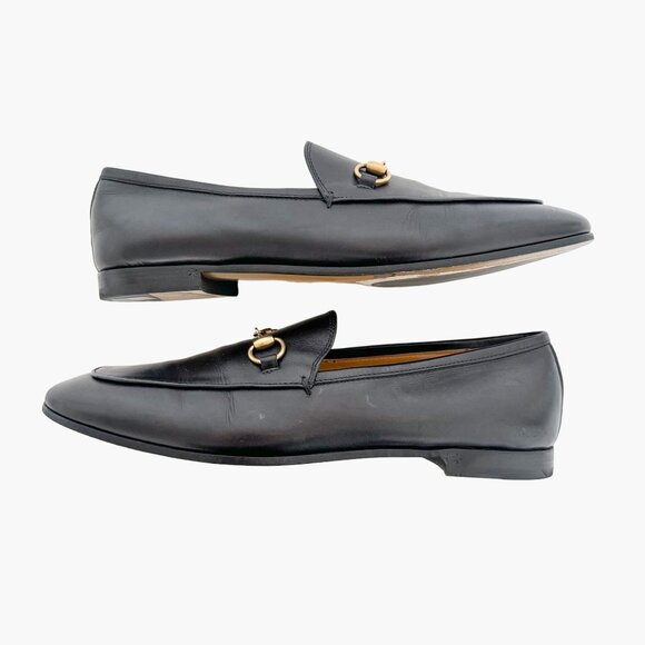 Gucci Jordaan Horsebit Loafer EU 40 US 10 Black Leather Buckle Flat Dress Shoe - Picture 8 of 16
